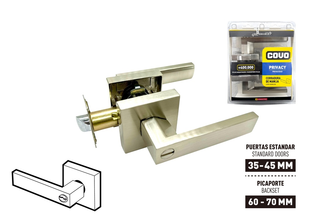 CERRADURA BAÑO C/MANILLA RECTA SATIN COVO 9-204