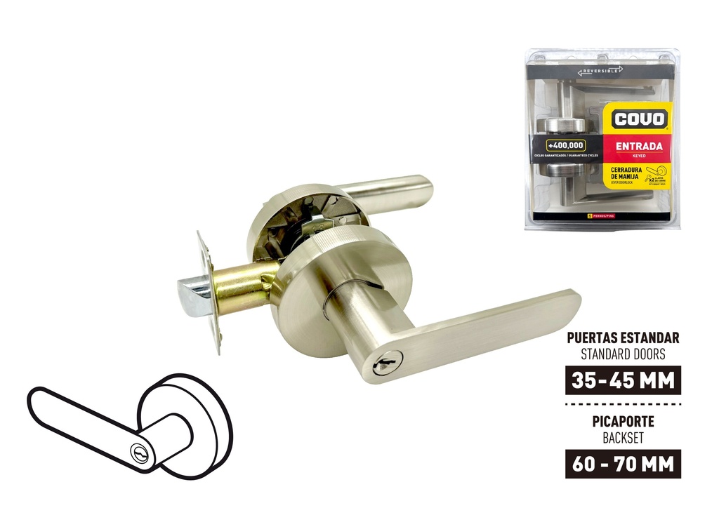 CERRADURA C/MANILLA RED SATIN COVO 9-207