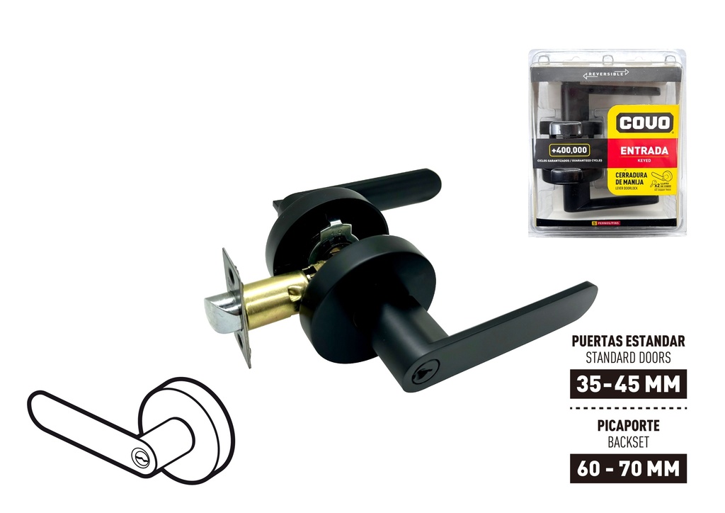 CERRADURA C/MANILLA RED NEGRA COVO 9-208