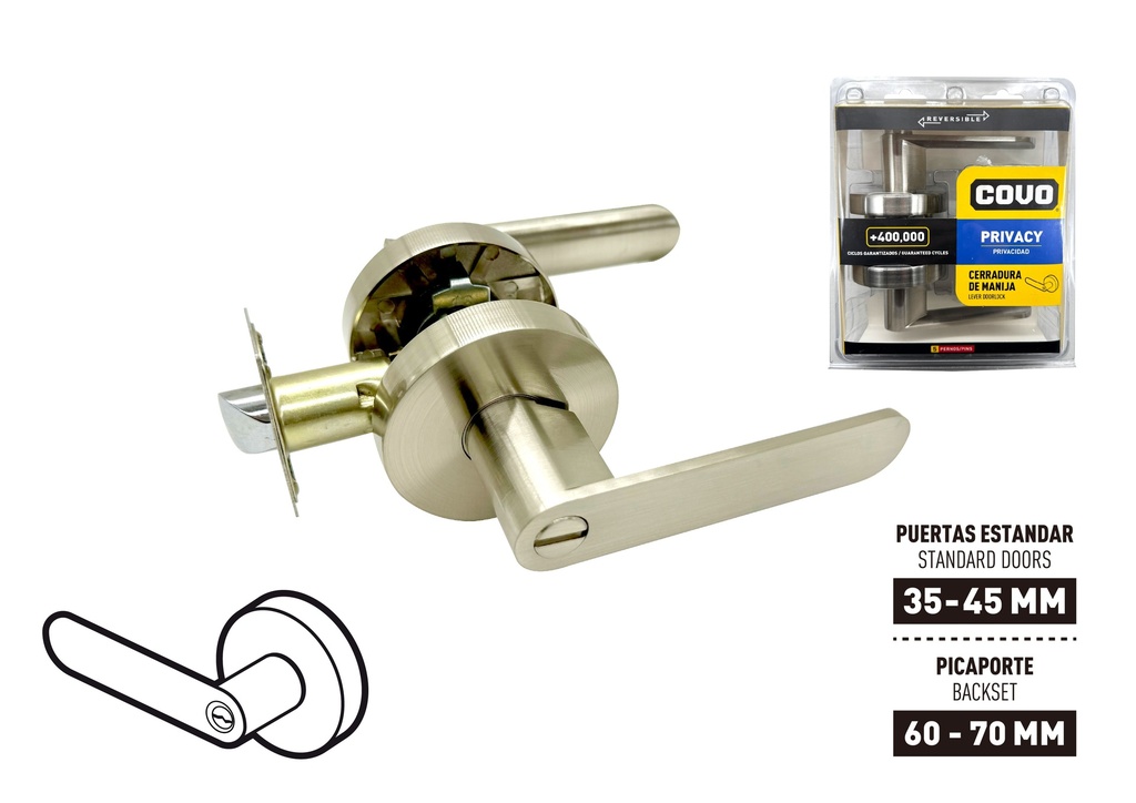 CERRADURA BAÑO C/MANILLA RED SATIN COVO 9-209