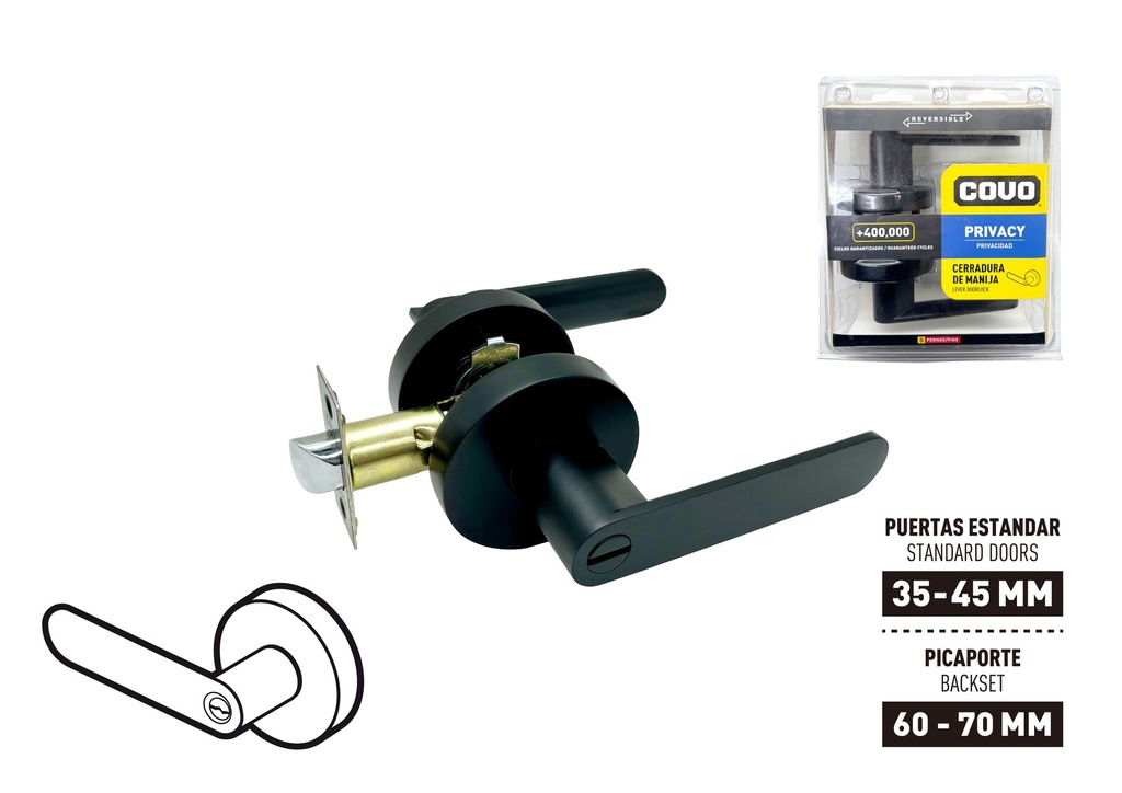 CERRADURA BAÑO C/MANILLA RED NEGRA COVO 9-210