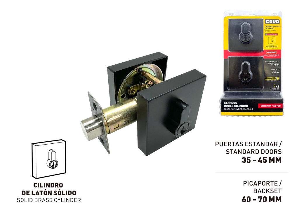 CERROJO CUAD LLAVE/LLAVE NEGRO COVO 9-214