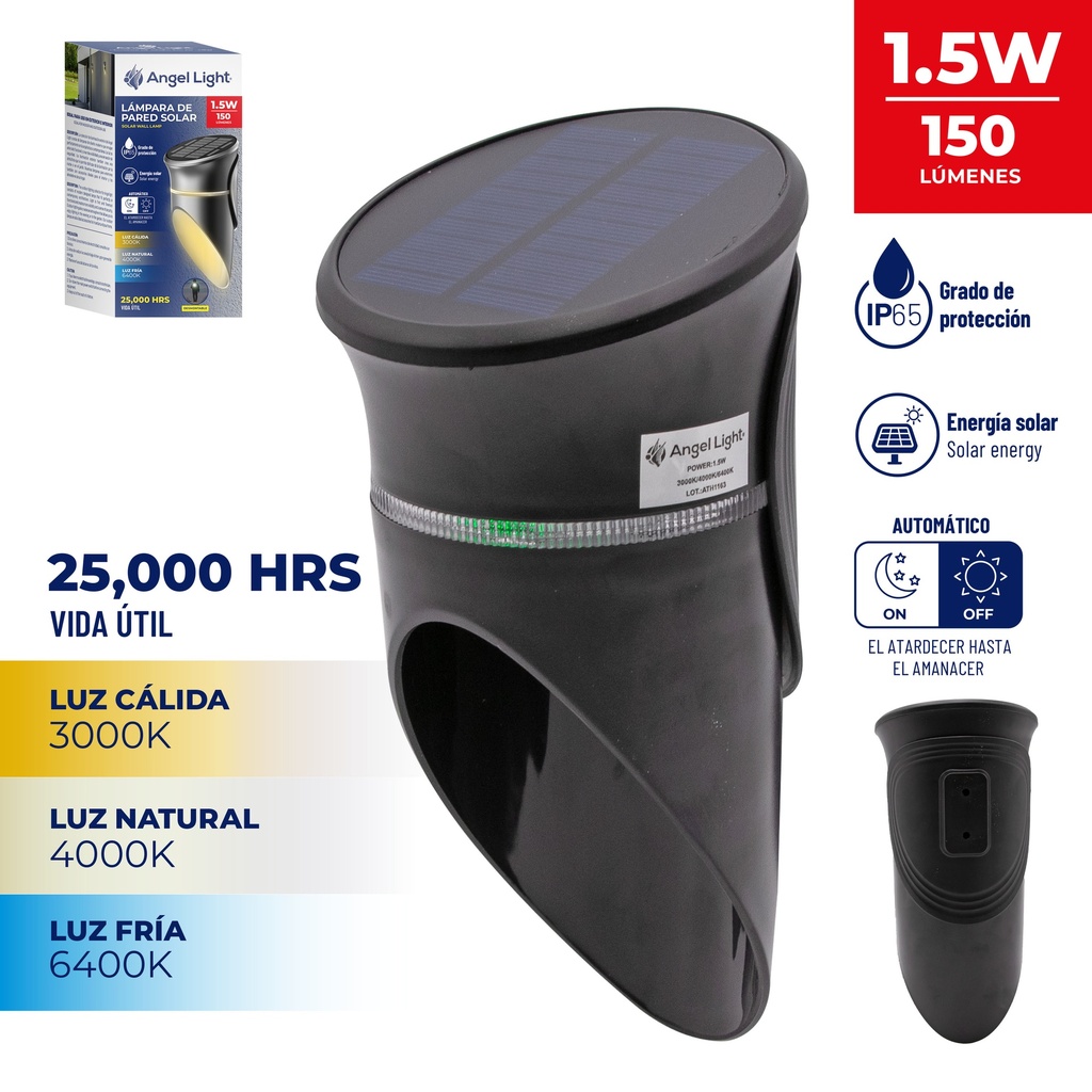 LAMPARA LED P/PARED SOLAR ANGEL L 9-220