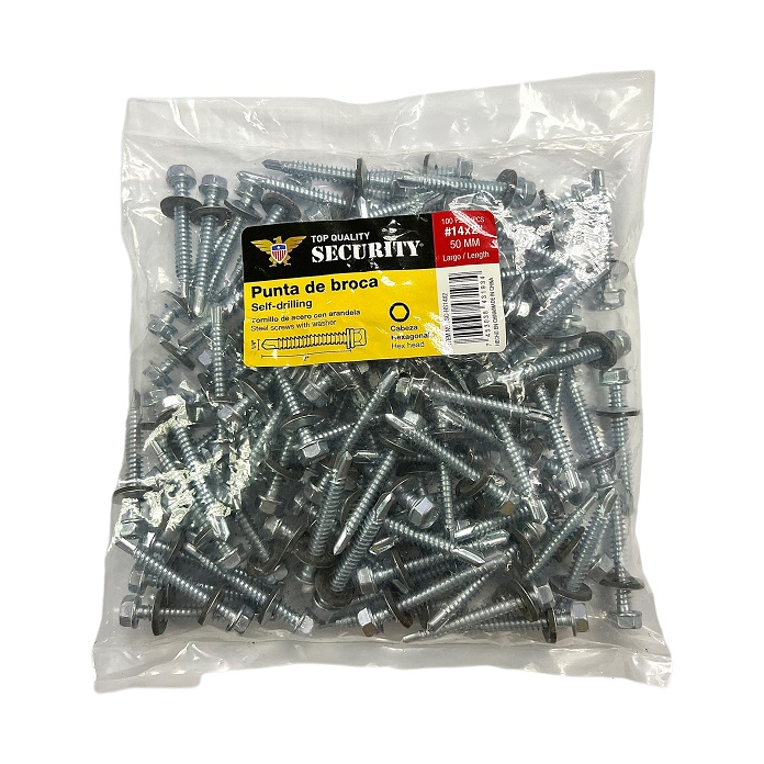 TORNILLOS AUTOTALADRANTES 14 x 2 x 100 UNID SECURITY 6-998