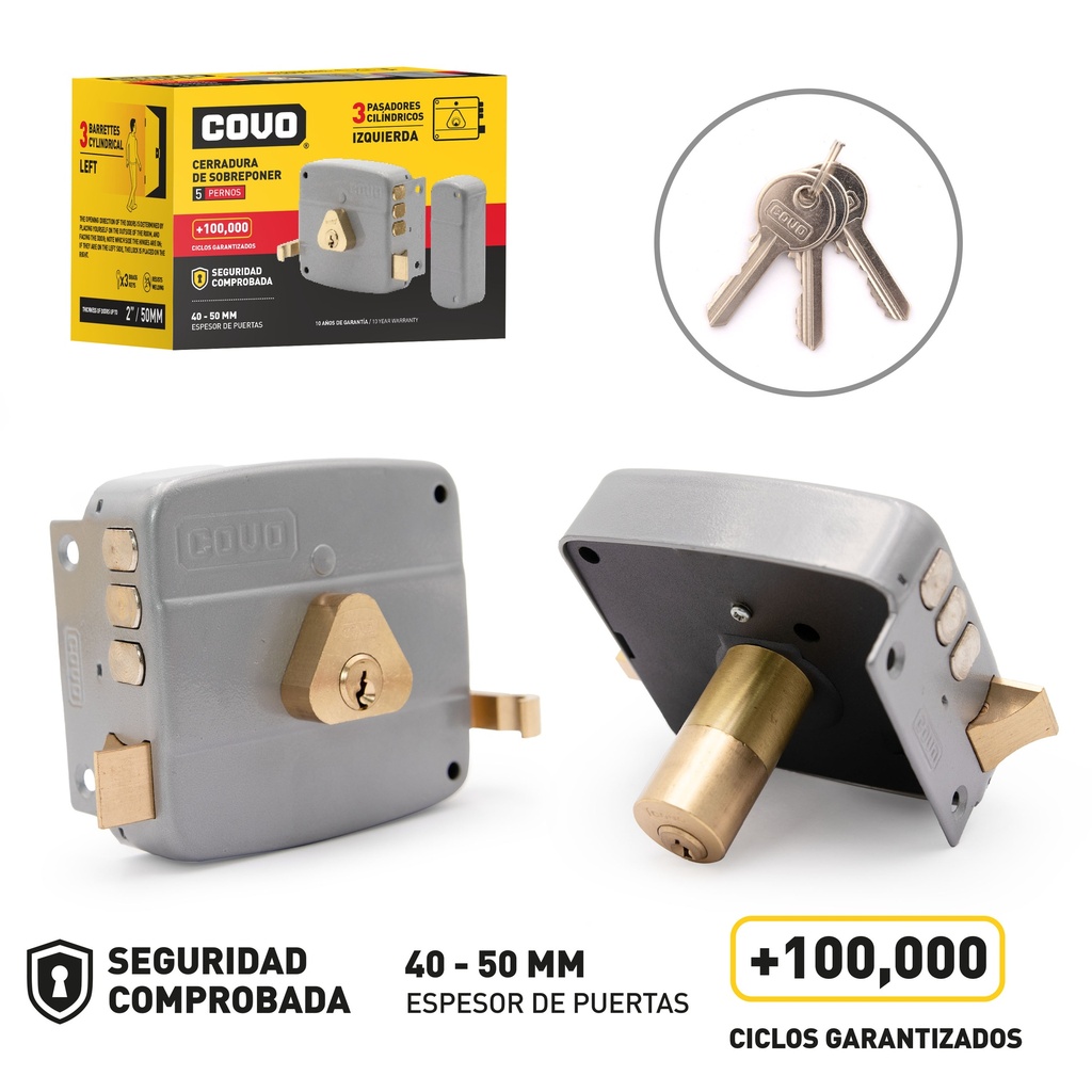 CERRADURA CILINDRO FIJO IZQ CAJA COVO 7-028