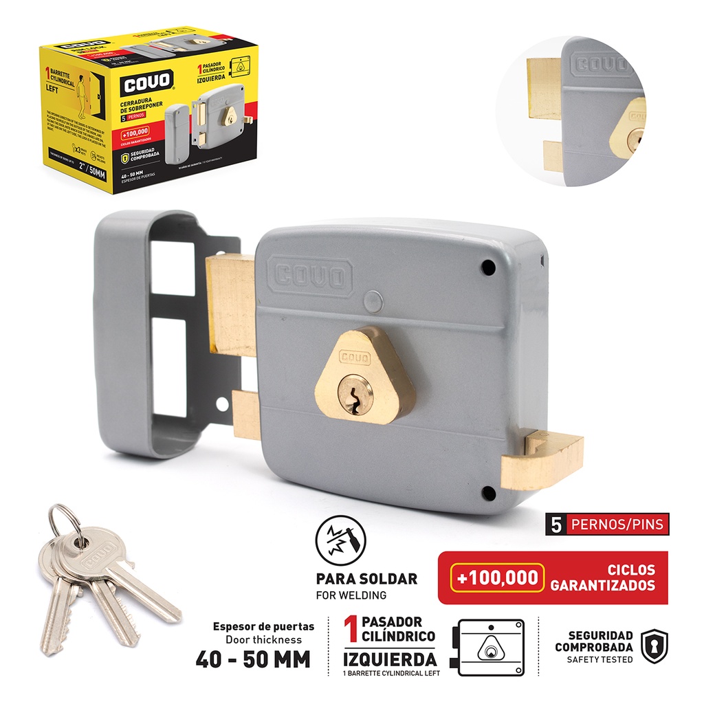 CERRADURA CILINDRO FIJO IZQ CAJA COVO 7-029