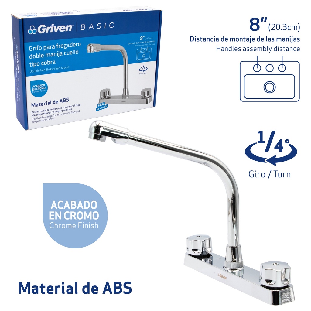 LLAVE FREGADERO DOBLE PLAST/CROM GRIVEN BASIC 7-033