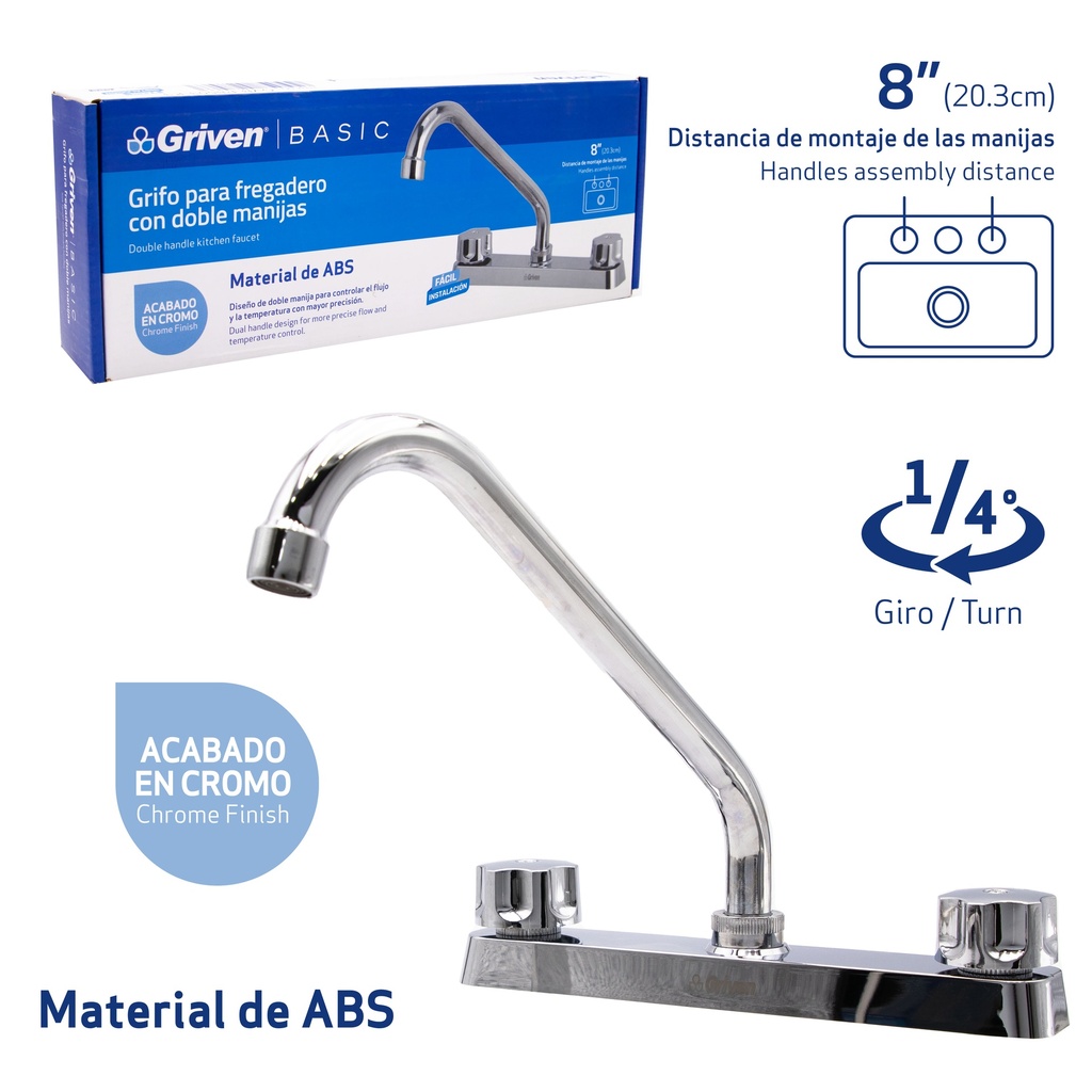 LLAVE FREGADERO DOBLE PLAST/CROM GRIVEN BASIC 7-034