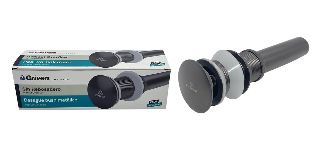 DESAGUE LAVAMANO PUSH S/REB GRIVEN GUN METAL 7-048
