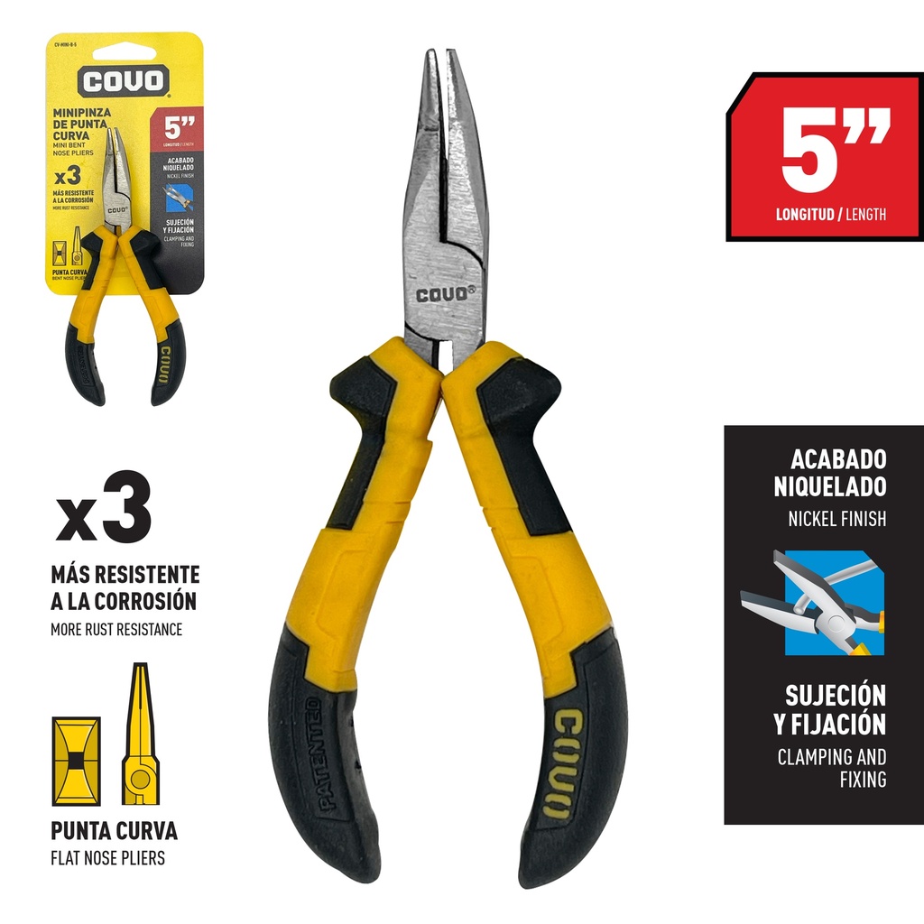 MINI ALICATE DE PUNTA CURVA 5" COVO 7-114