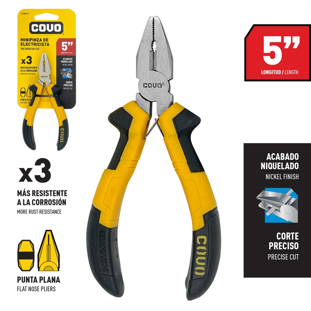 MINI ALICATE ELECTRICISTA 5" COVO 7-115