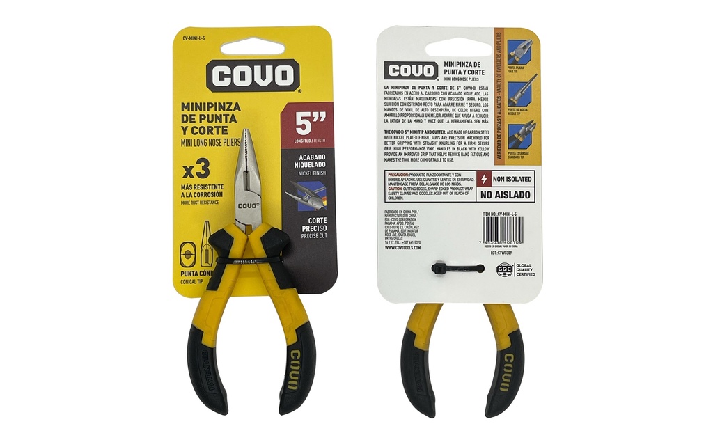 MINI ALICATE PUNTA Y CORTE 5" COVO 7-118