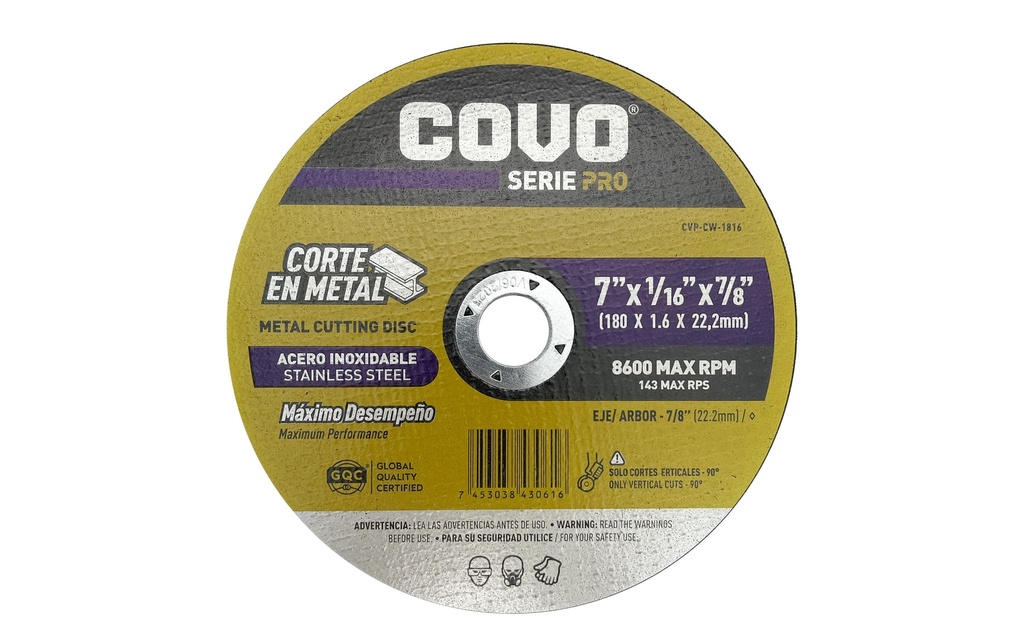 DISCO C/METAL FINO 7" x 1/16" COVO PRO (PLANO) 7-130