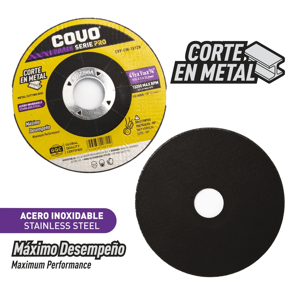 DISCO C/METAL EXTRA FINO 4 1/2" x 1/20" COVO PRO (CONCOVO) 7-131