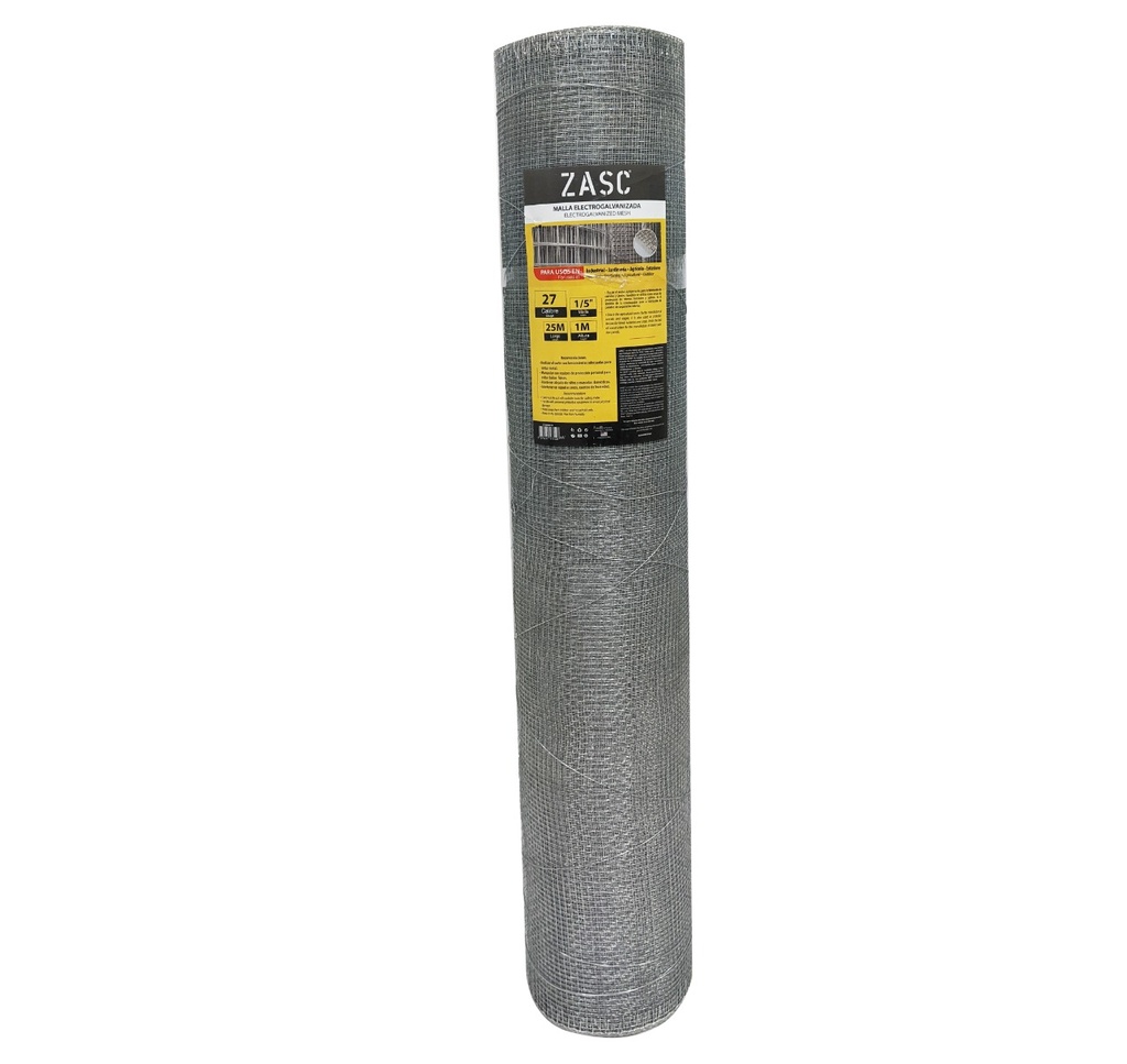 MALLA ELECTROGALVANIZADA C27 1/5" x 25 MTS ZASC 7-174