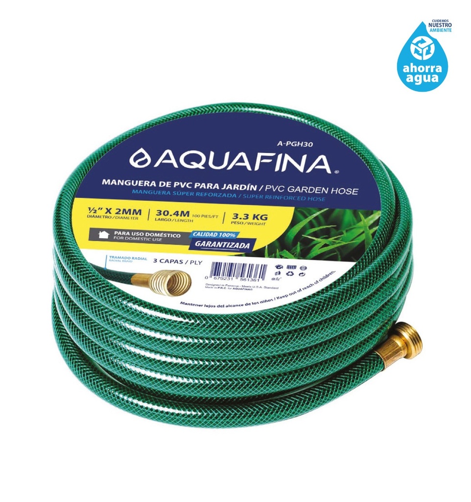 MANGUERA CUL C/CONEX 1/2" x 30,4 MTS AQUAFINA 7-179