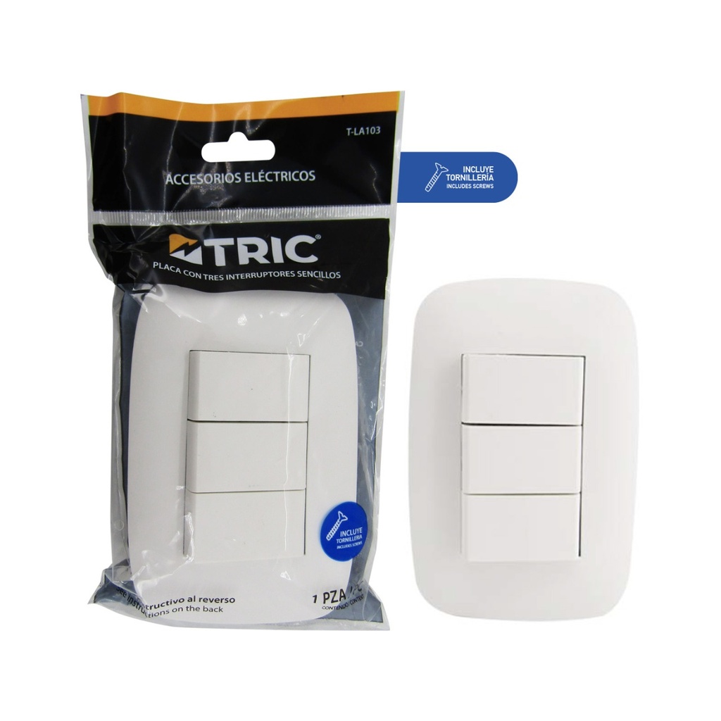 INTERRUPTOR TRIPLE BLANCO TRIC 7-187
