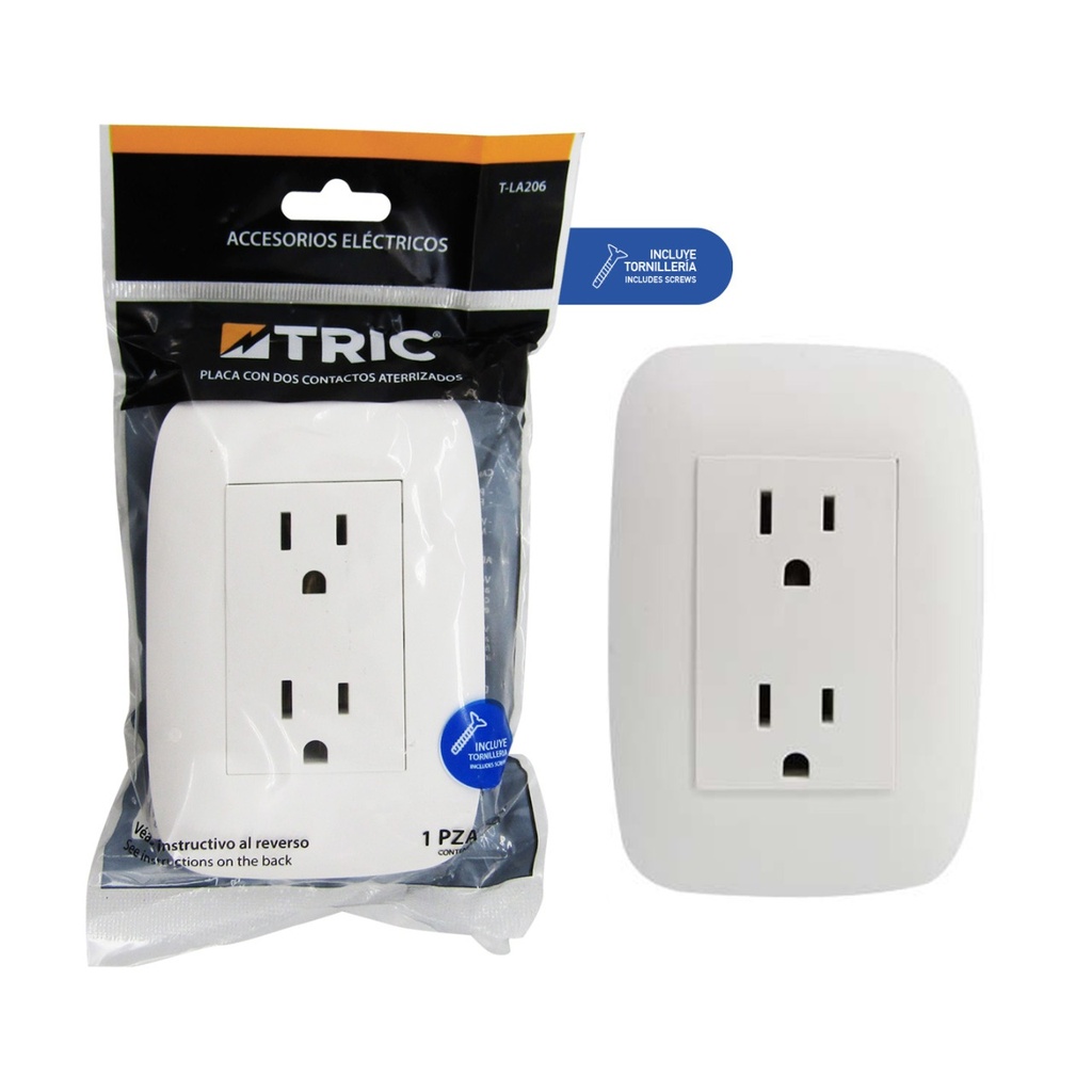 TOMA DOBLE C/TIERRA BLANCO TRIC 7-189