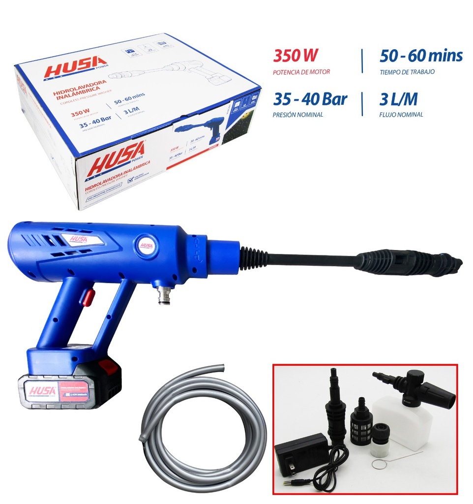 HIDROLAVADORA INALAMBRICA 350W-12V HUSA 7-191