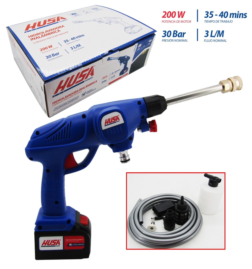 HIDROLAVADORA INALAMBRICA 200W-24V HUSA 7-192