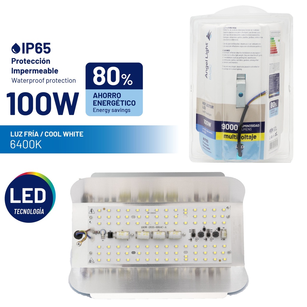 REFLECTOR LED LIVIANO 100W 110/220V ANGEL LIGHT 7-207 (DES)