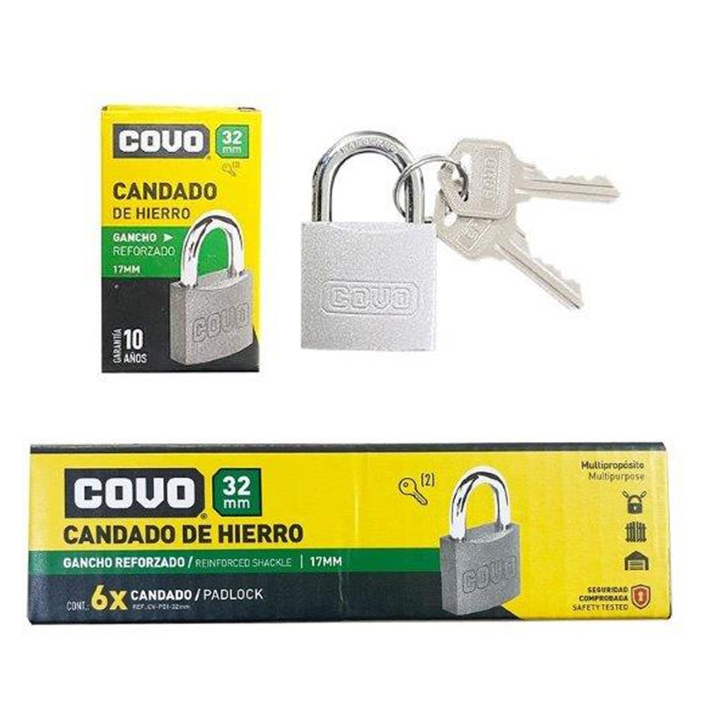 CANDADO HIERRO ARCO 32MM COVO 7-213