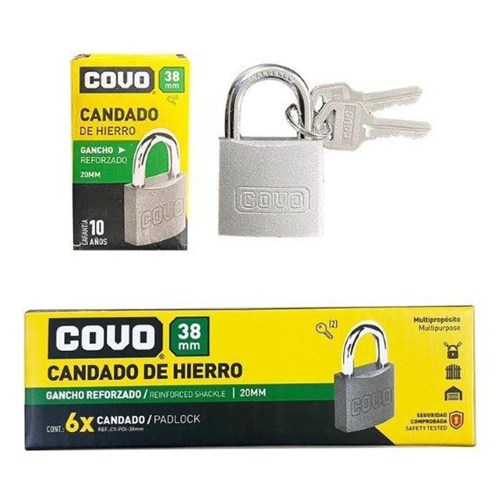 CANDADO HIERRO ARCO 38MM COVO 7-214
