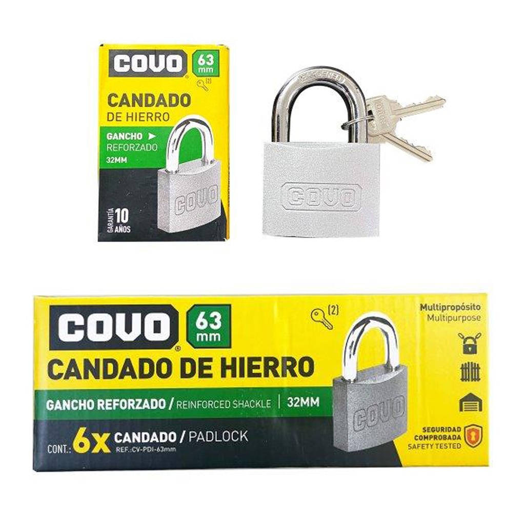 CANDADO HIERRO ARCO 63MM COVO 7-217