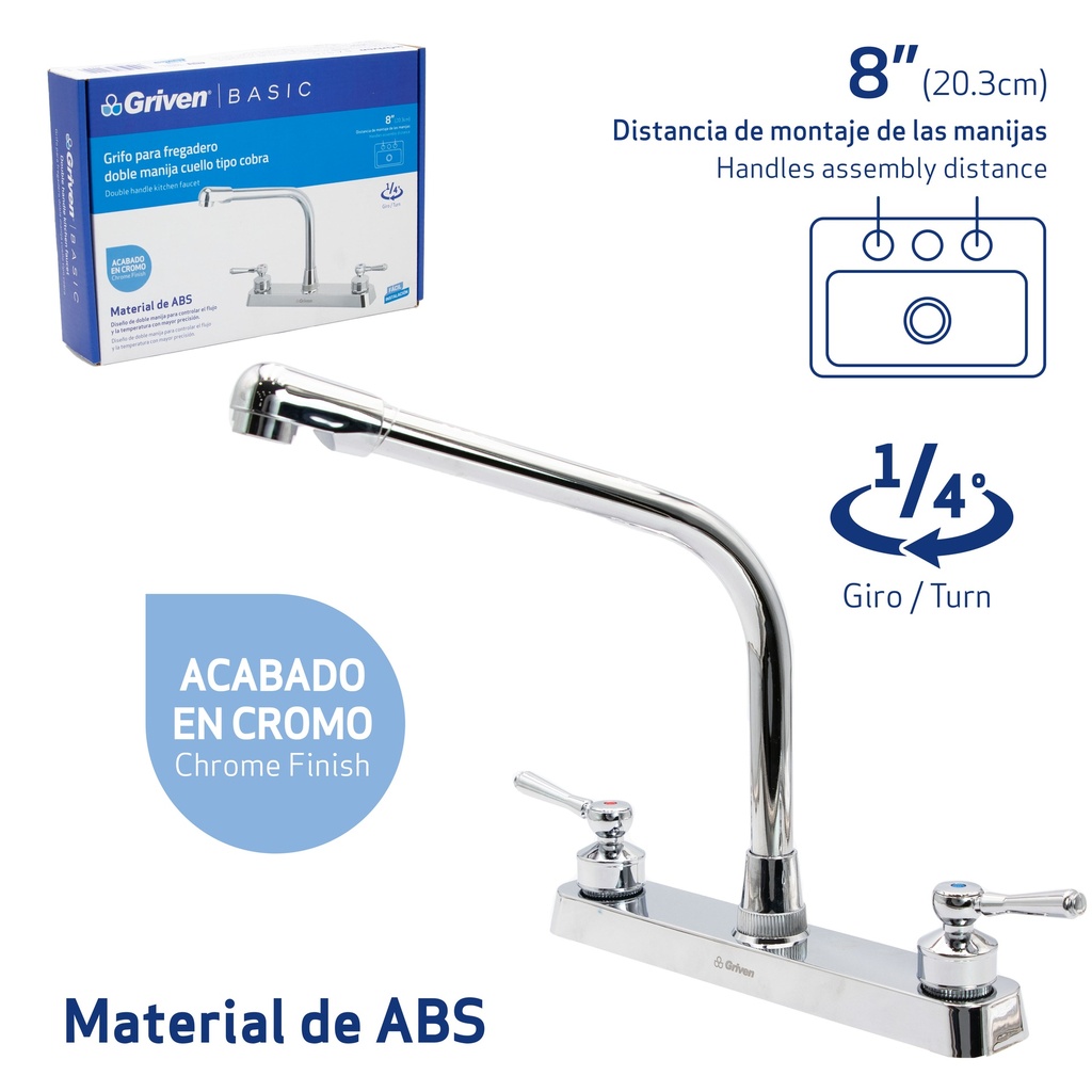 LLAVE FREGADERO DOBLE PLAST/CROM GRIVEN BASIC 7-239