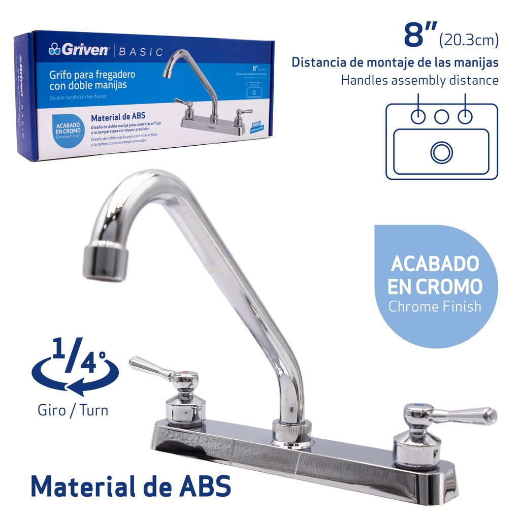 LLAVE FREGADERO DOBLE PLAST/CROM GRIVEN BASIC 7-240