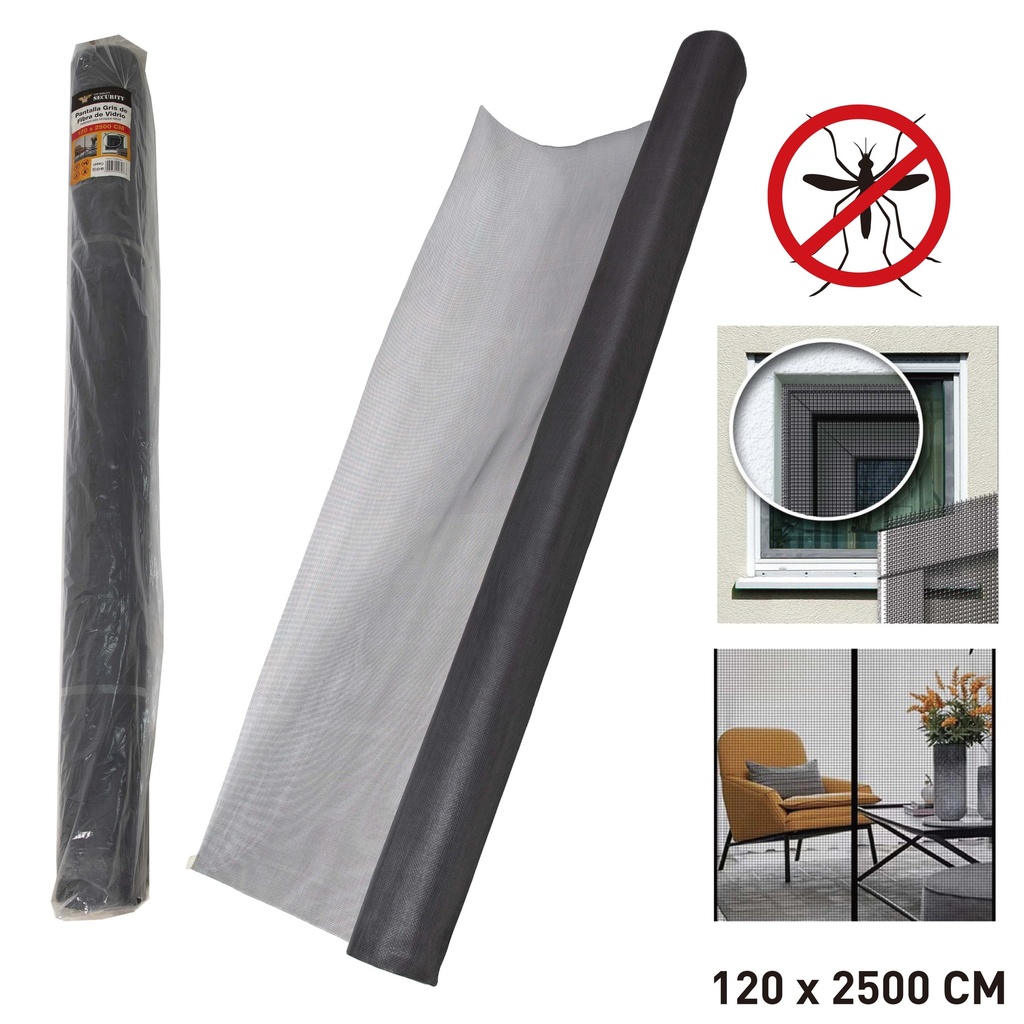 MALLA MOSQUITERO FIBRA DE VIDRIO 1,2 x 25 MTS SECURITY 7-275