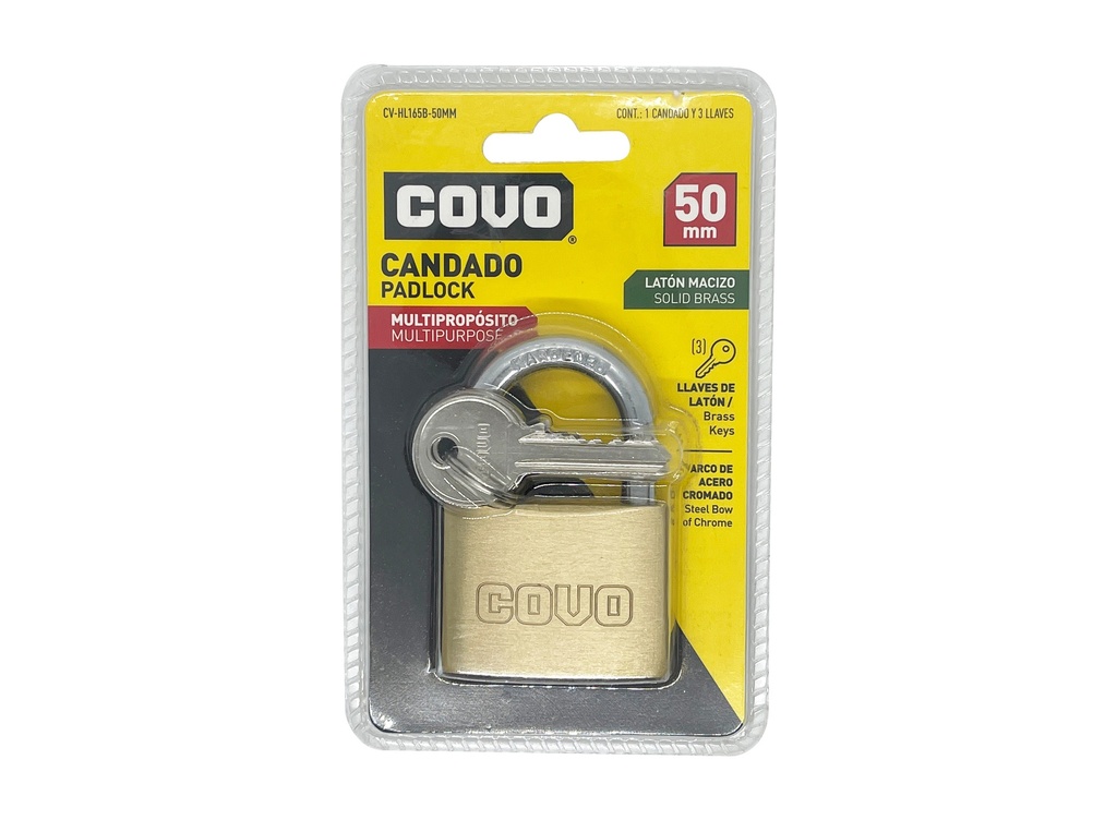 CANDADO LATON ARCO 50MM BL COVO 7-306