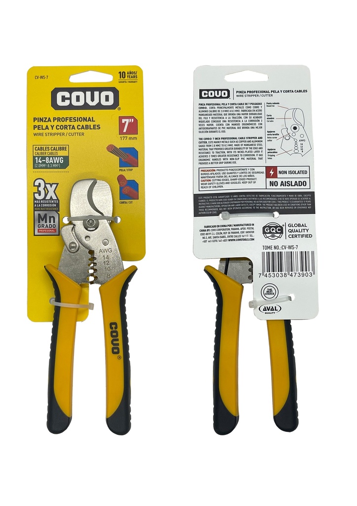 ALICATE CORTA/PELACABLE 7" COVO 7-312