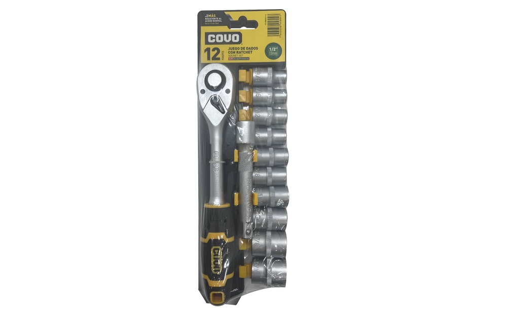 JUEGO DADOS C/RACHET 1/2" 12 PCS PULG COVO 7-313