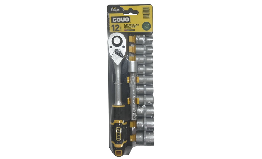 JUEGO DADOS C/RACHET 1/2" 12 PCS MM COVO 7-314