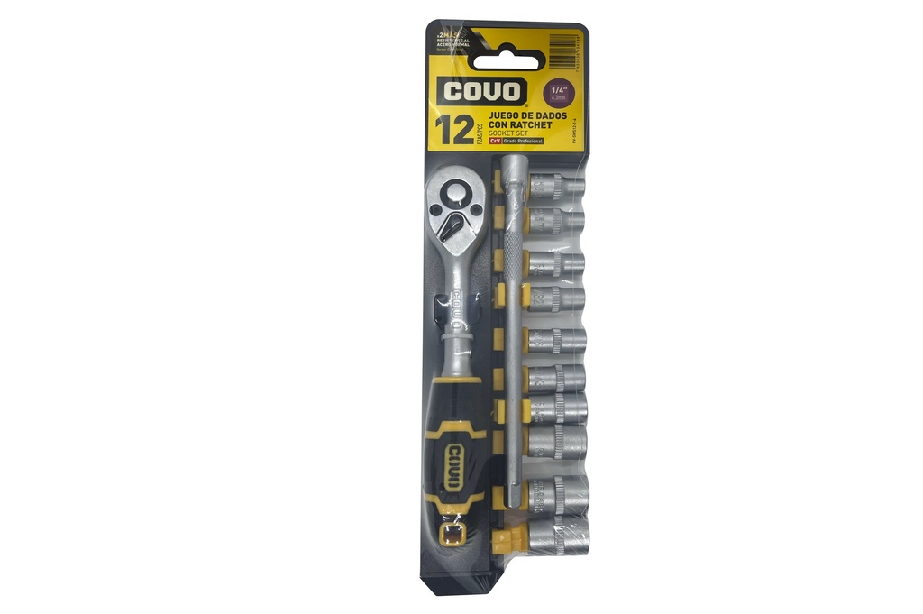 JUEGO DADOS C/RACHET 1/4" 12 PCS PULG COVO 7-315