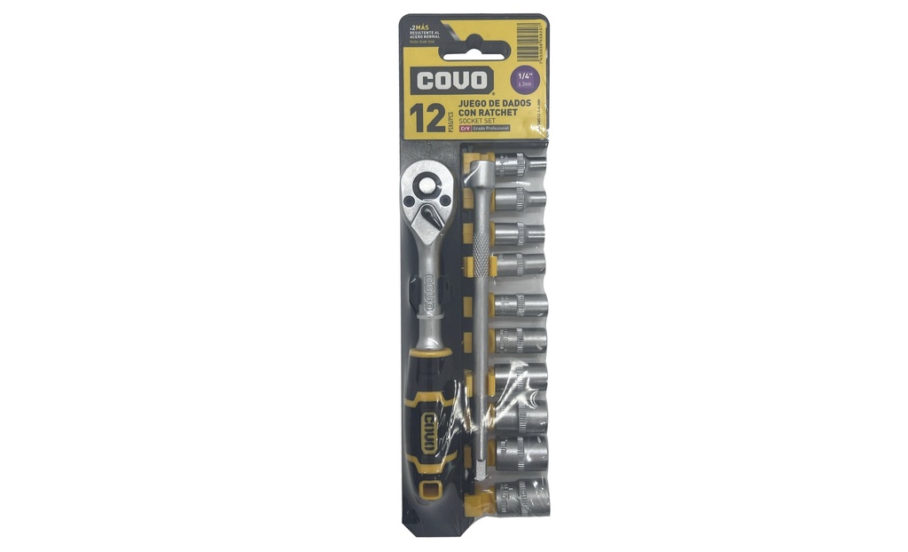 JUEGO DADOS C/RACHET 1/4" 12 PCS MM COVO 7-316