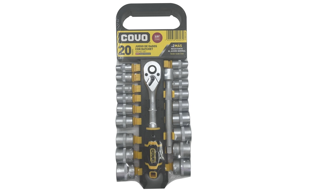 JUEGO DADOS C/RACHET 3/8" 20 PCS MM COVO 7-321