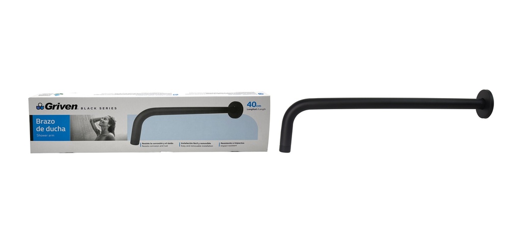 BRAZO P/REGADERA REDONDO 40 CM GRIVEN BLACK 7-354