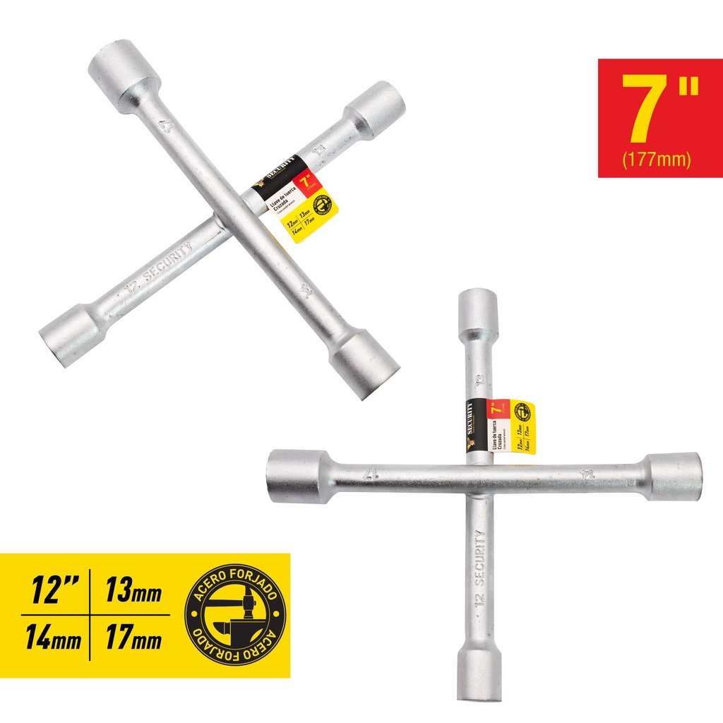 LLAVE CRUZ 7" (12, 13, 14, 17mm) SECURITY 7-365