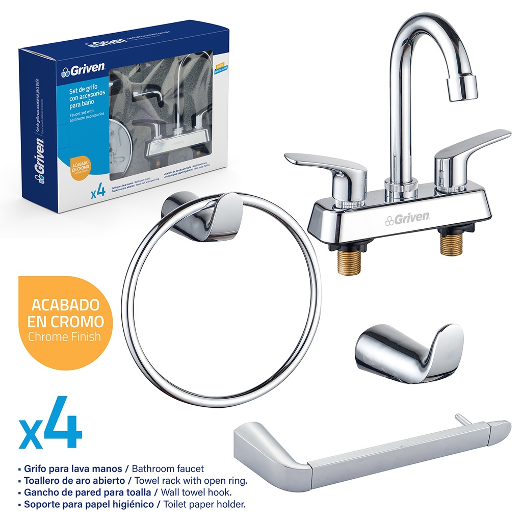 LLAVE LAVAMANO DOBLE C/ACCESORIOS GRIVEN 7-412