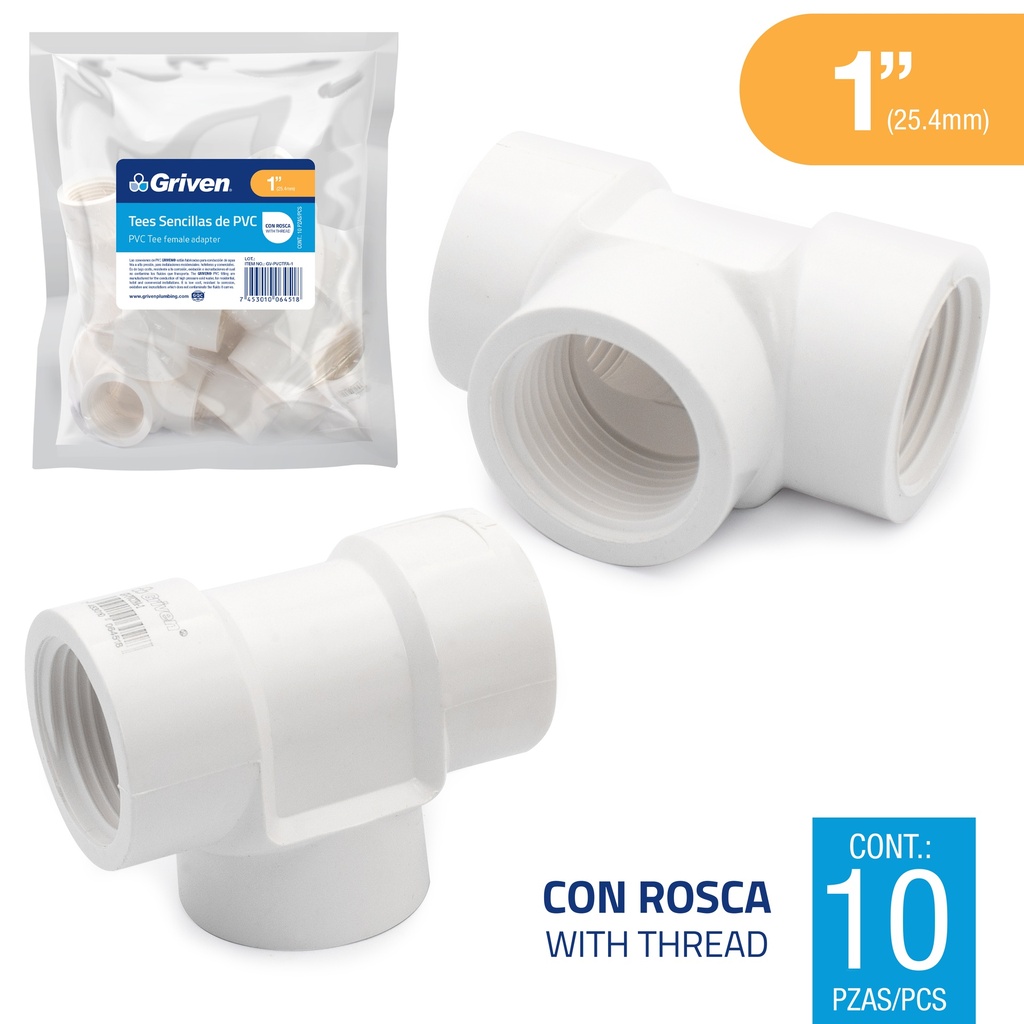 TEE PVC ROSCADA 1" GRIVEN 7-419