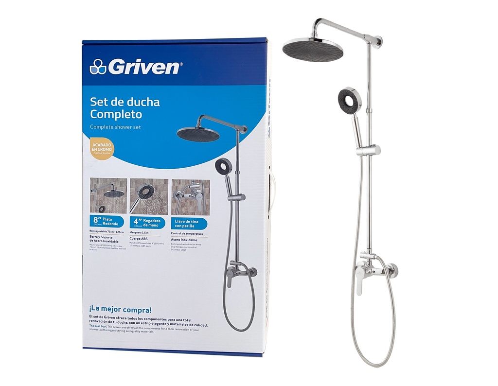 SET DE REGADERA C/LLAVE P/TINA GRIVEN 7-427