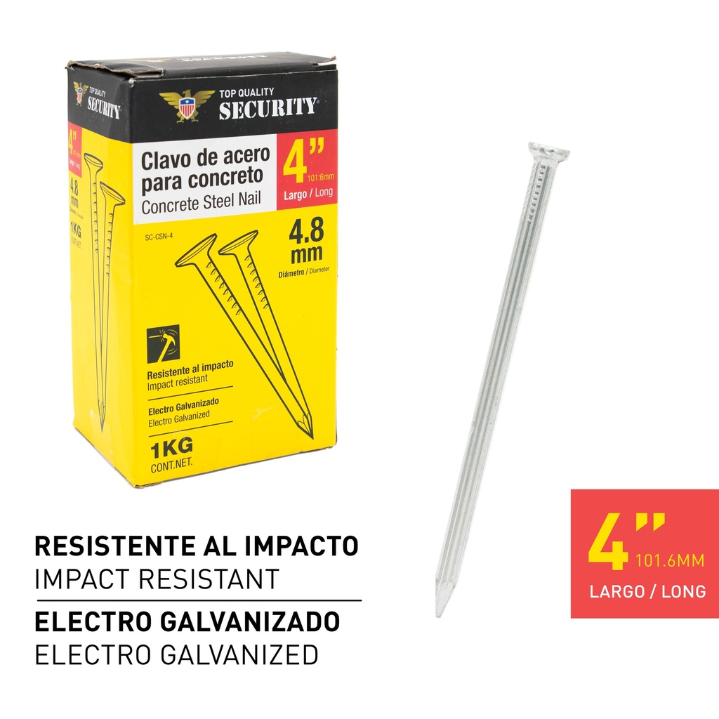 CLAVOS CONCRETO 4" 1KG  SECURITY 7-433