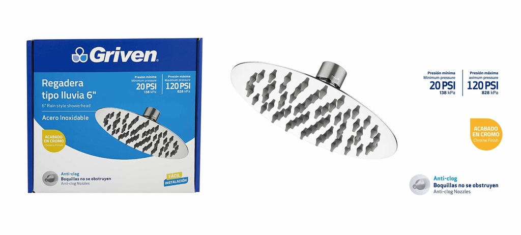 REGADERA REDONDA 6" GRIVEN 7-434