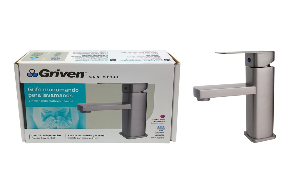 LLAVE LAVAMANO MONOMANDO GRIVEN GUN METAL 7-452
