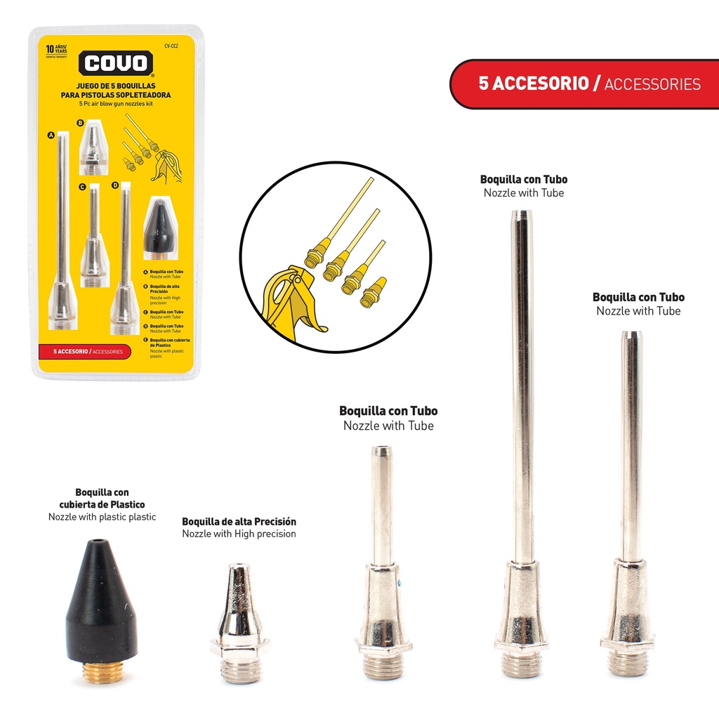 JUEGO DE BOQUILLAS DE AIRE 5 PCS COVO 7-456