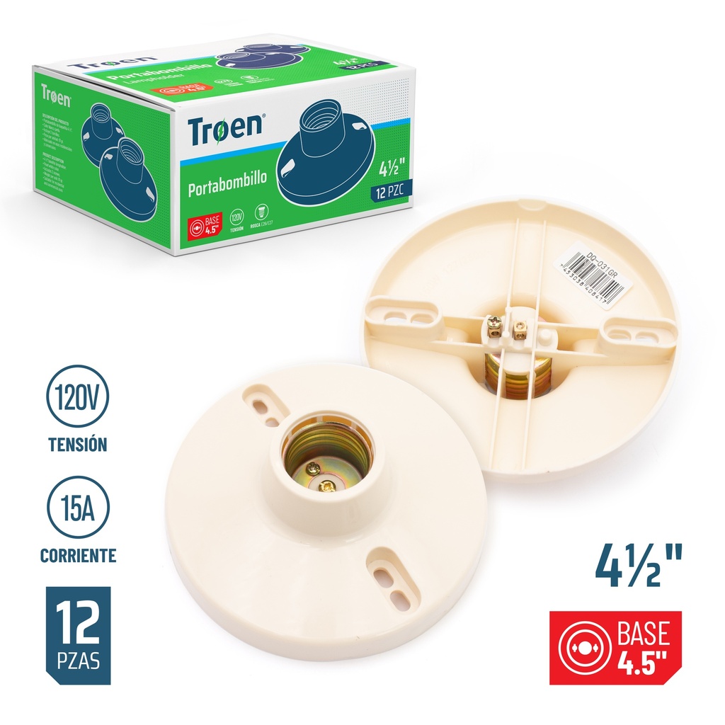PLAFON DE PLASTICO BEIGE 4.5" TROEN (S/BOLSA) 7-458