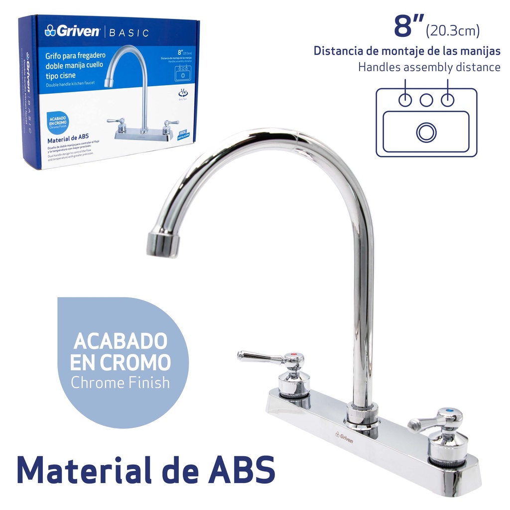 LLAVE FREGADEROS DOBLE PLAST/CROM GRIVEN BASIC 7-498