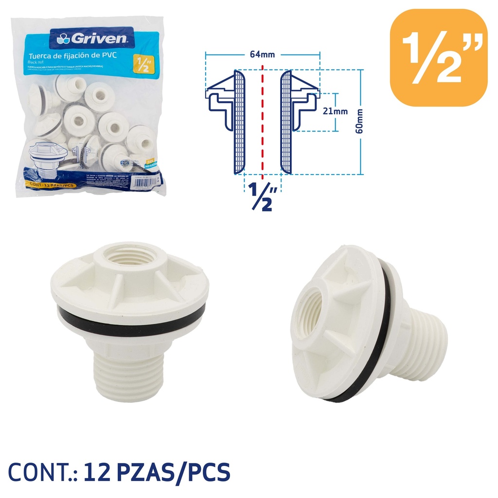 CONEXION P/TANQUE 1/2" GRIVEN 7-504